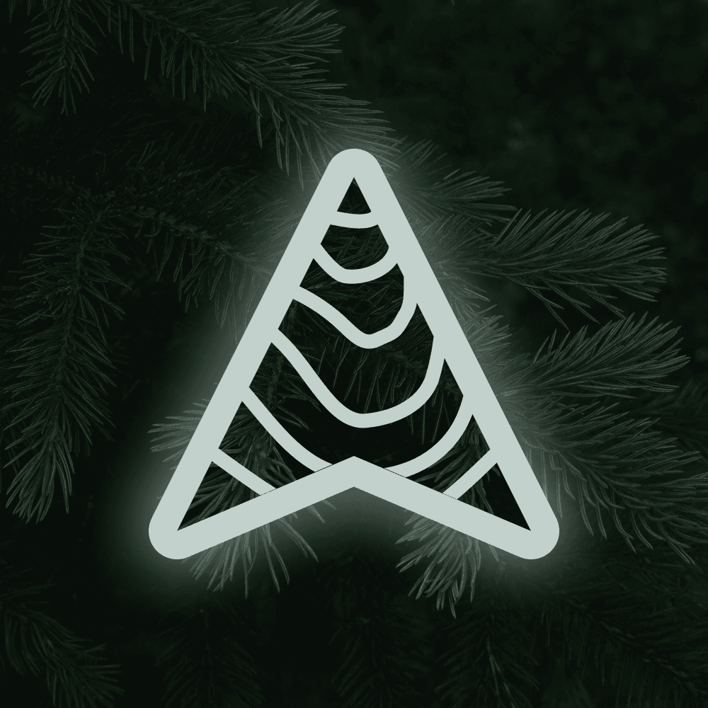 Wild Network mark glowing on a dark evergreen background